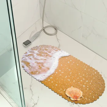 

Beach Shell Bathroom Mat Kitchen Bath Room Rug Non-slip Suction Floor Carpet Hollow PVC Foot Pad