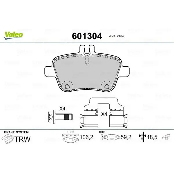 Колодки дисковые задние MB SLK R172 2.0-3.5 11 VALEO 601304