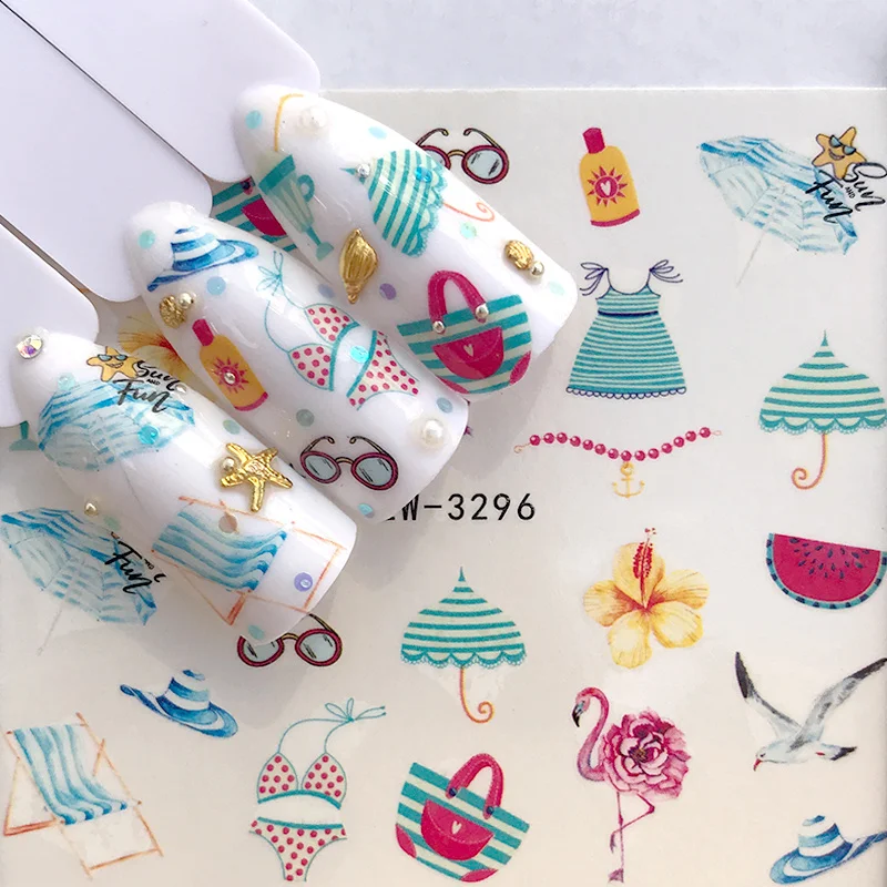 

2019 NEW Summer Style Beach Slider Sticker Christmas Water Transfer Nail Art Stickers Nails Decoration Decals Tattoo