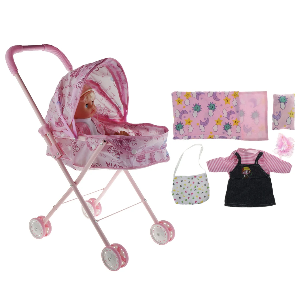 Baby Stroller Prams With Handles & Newborn Baby Doll Baby Supplies Playsets