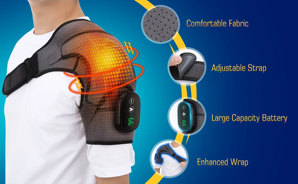 LED Display 3 Levels Heating Vibration Shoulder Massager