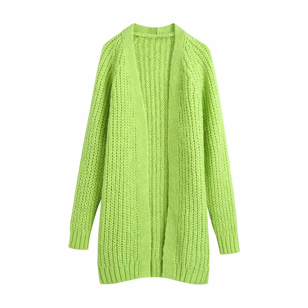 KPYTOMOA Women  Fashion Oversized Open Knit Cardigan Sweater Vintage Long Sleeve Ribbed Trims Female Outerwear Chic Tops red sweater
