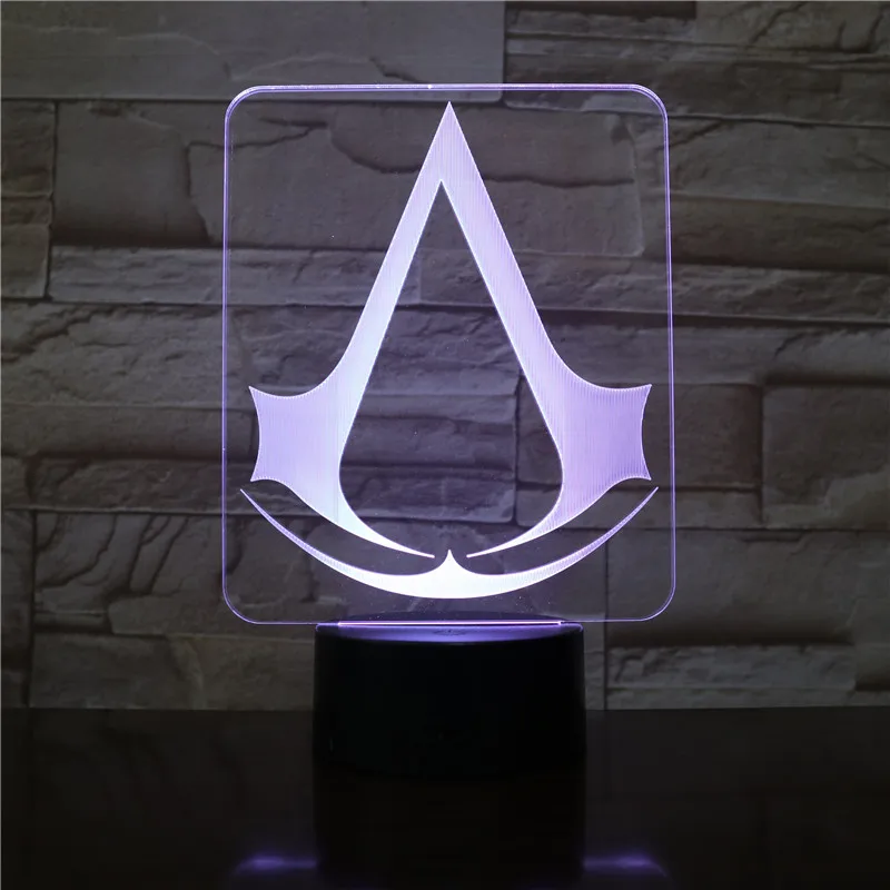 Assassins Creed Game Logo Nightlight Gift for Kids Bedroom Decor Color Changing Study Room 3d Led Night Light Lamp Dropshipping