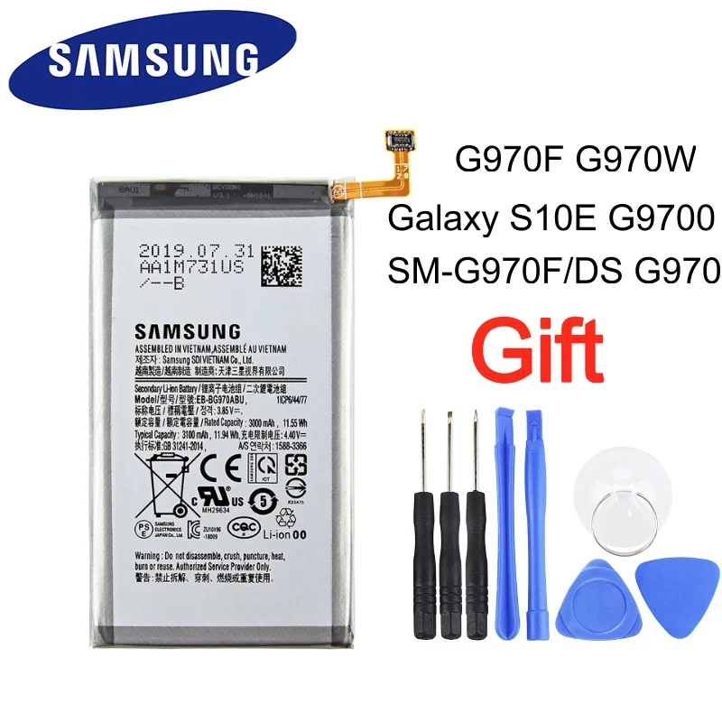 100% Оригинальная Аккумуляторная батарея Φ для Samsung Galaxy S10e S10 E EB BG970ABU/ID G9700 3000/3100mAh