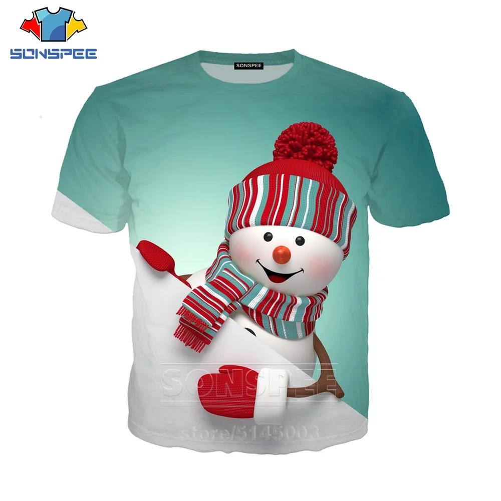 Рождественская футболка, новинка, Мужская и Женская толстовка с надписью «Trump», 3D принт снеговика, короткий рукав, хип-хоп Уличный Топ, Забавный пуловер, C083-01 - Цвет: 9