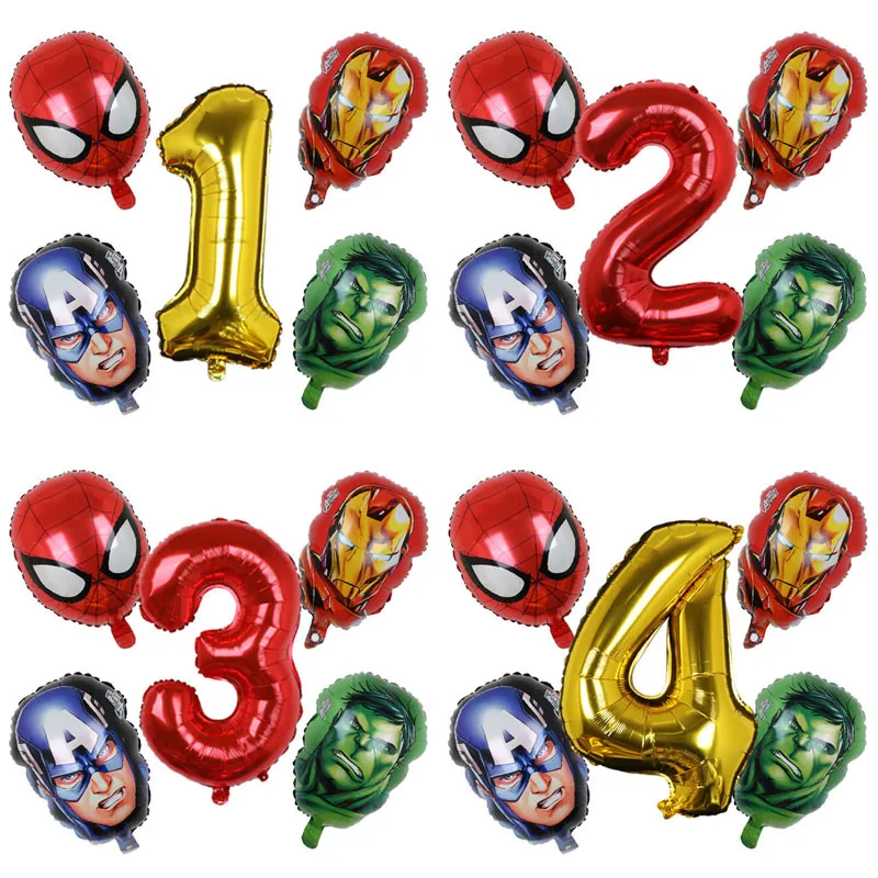 5pcs MARVEL Super Hero Balloon Spiderman Aluminum Foil Balloons Kids Birthday Party Decoration Baby Shower Iron Man Balloons 2