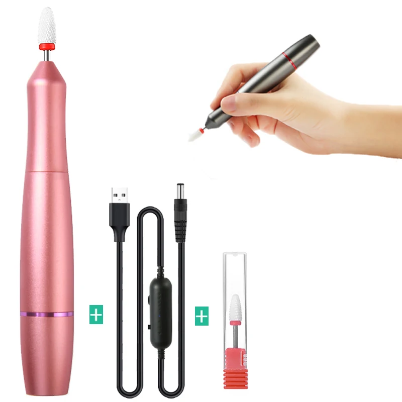 

20000RPM Rechargeable Nail Drill Set 3pcs Portable Manicure Machine Mini USB Charging for Removing Gel Varnish Nail Pedicure DYE