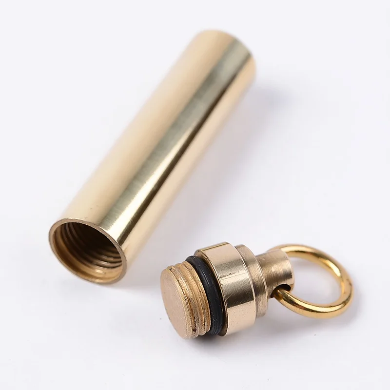 

Outdoor Gadget Outdoor Waterproof Can Brass Sealed Box Pure Brass Mini Metal Drugs Waterproof Bin EDC Tool Equipment