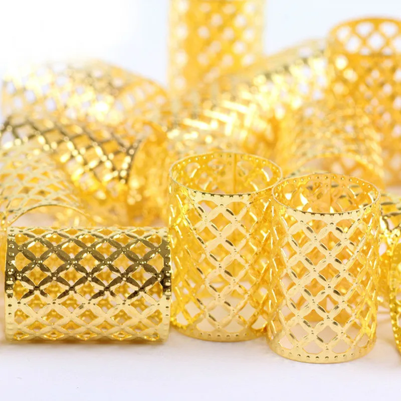 

20Pcs/Lot 2019 Hot Golden/Silver Hair Dread Braids Dreadlock Beads Adjustable Cuff Clip Approx 15mm Hole Large Ring Hair Ring