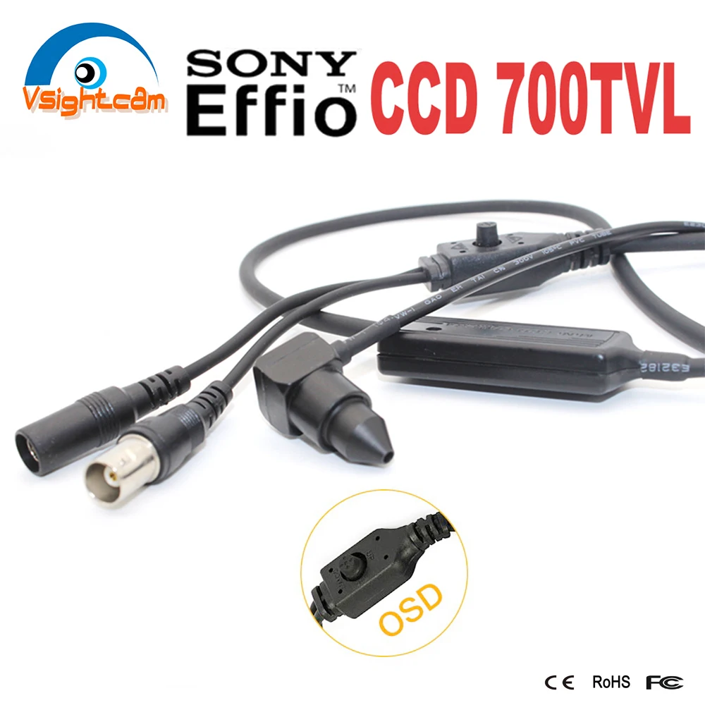 

Mini Analog Camera with OSD Menu Sony Effio-E 4140+811/810 700TVL CCD 12mm Pin hole Lens Remote Head 960H CCTV Security Camera