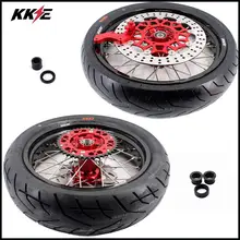 KKE 3,5/4,25 SUPERMOTO колеса CST шины Набор для HONDA CRF250X 04-18 CRF450R 04-18 Красный