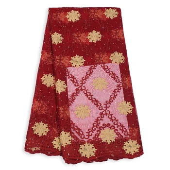 

2020 Newest French Tulle Mesh Fabric with Stones Flower Embroidery High Class Wedding dress for Women African Lace Fabric