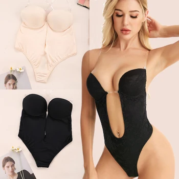 

2020 New One-piece Lingerie Bodysuit Woman Seamless Invisible Bra Slimming Tie Comfortable Sexy Backless Tube Top Bra Underwear