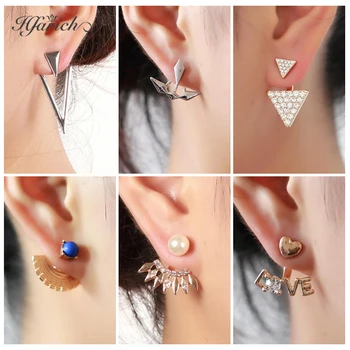 

Hfarich Crystal Heart With Letter L O V E Wedding Earrings For Women Triangle Earring Ear Jackets For Sister Friend Gift