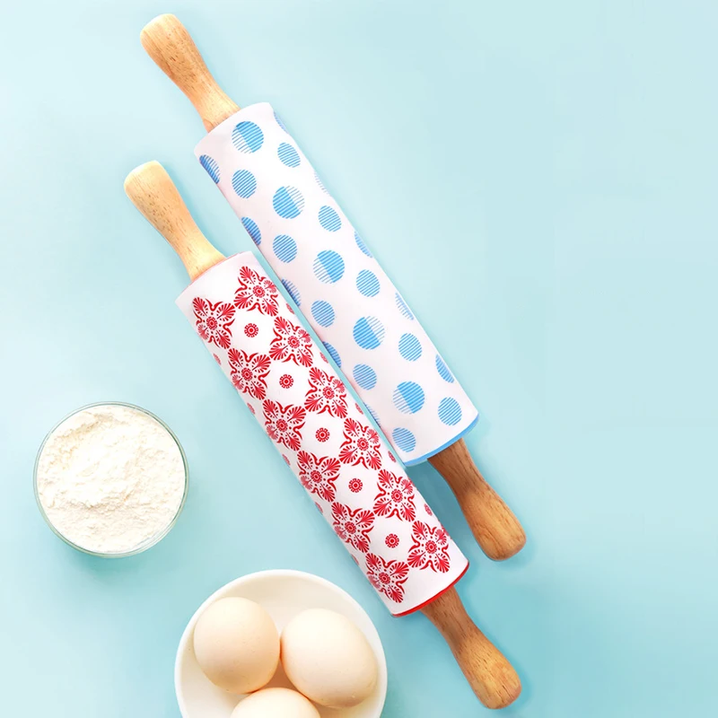 Новинка антипригарный силиконовый рулонный штифт деревянная ручка валик для