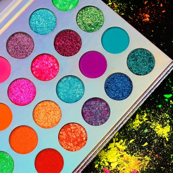 

24 Colors Fluorescent Eyeshadow Palette Glitter Pigment Matte Sequins Glow Eye Shadow Shimmer Cosmetics Maquillage TSLM1