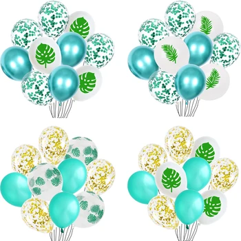 

10pcs Green Balloons Green Leaves Jungle Party Decor Globos Summer Wedding Hawaii Birthday tropical Theme Party Metallic Baloons
