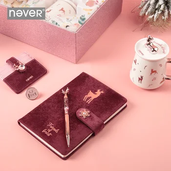 

Never Christmas Gift Luxury Stationery Set Red Velvet Notebook Planner Gel Pen Mug Card Holder Girls Bag Office Gifts Supplies