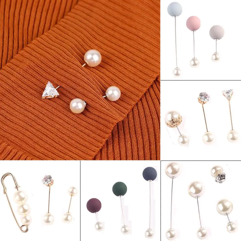 Brooch-Set Coat Jewelry-Pin-Brooches Badge Decorative Pearl Fashion Womens for Sweater