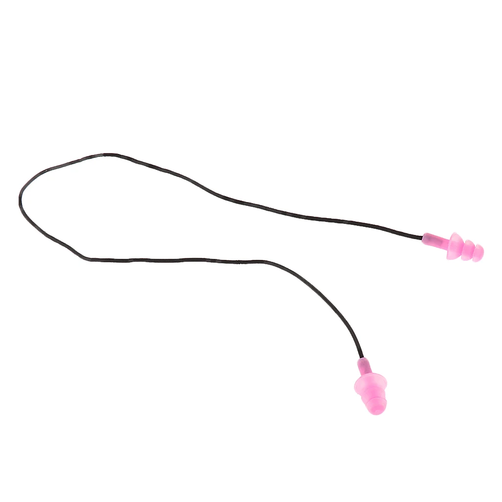 1 Pair Soft and Flexible Ear Plugs With String Cord for Swimming or Sleeping Silicone Swimming Earplugs Ear Protection