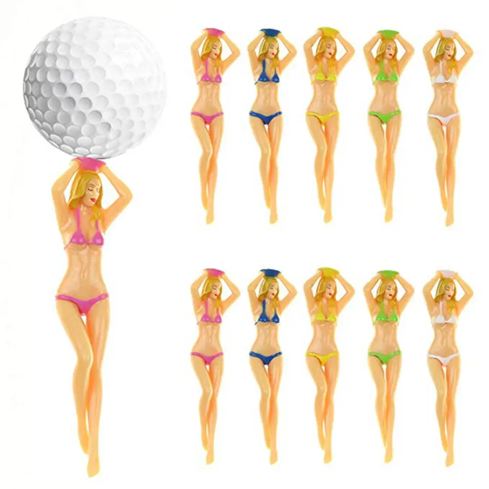 Golf Tees 10pcs/pack Size 76mm(3inch) Sexy Bikini Lady Golf Tees Gift Newest Design Bikini Plastic Golf Tees Golf Accessories