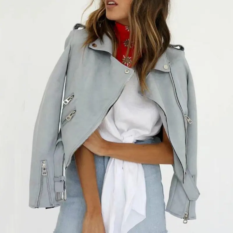 

Bella philosophy Autumn Fashion Bright Colors Suede Jackets and Coats Ladies Basic Street Women Short Matte PU Leather Outerwear