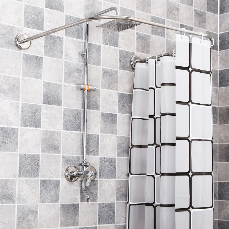 Extendable Corner Shower Curtain Rod Pole 31 47inch No Punching