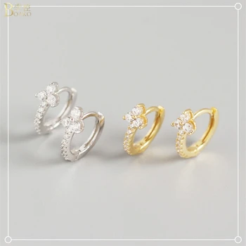 

BOAKOA S925 Sterling Silver Earrings Luxury Geometric Flowers Inlaid With Zircon Wild Wild Silver Earrings Female