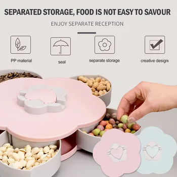 

Candy Storage Box Mobile Phone Bracket Heart Shaped Folding Rotatable Festival 5 Grid Creative Snacks Home Decor