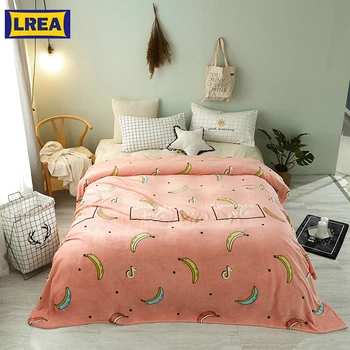 

LREA плед home textile pink and grey comfortable and soft fleece blanket for bedding children bedspread throw for sofa