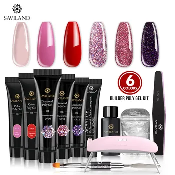 

SAVILAND Diamond Poly Nail Gel Nail Kit Gel Polish Acrylic Building Finger Nail Extension Soak Off UV Gel Nail Polish
