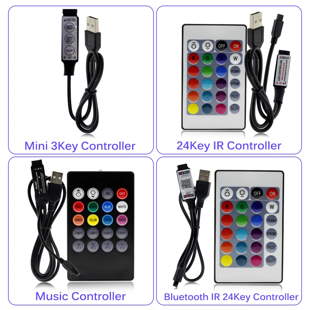 RGB USB LED Strip 5050 DIY Fleksibel LED Lampu Bluetooth Kontrol Kontrol TV LED Latar Belakang.
