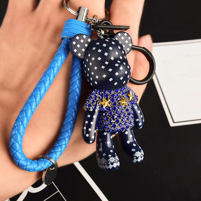 Милый мультяшный брелок Bomgom Bear DIY ремесленные стразы кожаный ремешок цепочка для