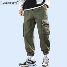 Осень-зима, мужские брюки, одноцветные, для бега, высокое качество, хлопок, повседневные штаны, с большими карманами, хип-хоп, модные брюки карго, A1013