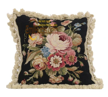 

needlepoint pillow cases home decor vintage covers decorative flower cusions for bedroom coffeshop luxury