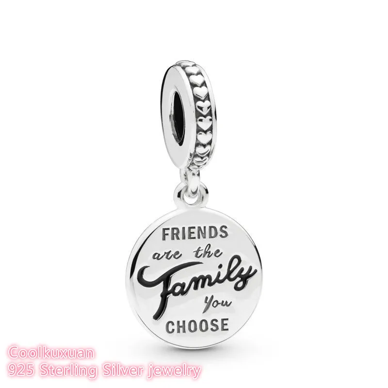 

2019 Autumn Original 100% 925 Sterling Silver Friends Are Family Dangle Charm beads Fits Pandora bracelets Jewelry Making