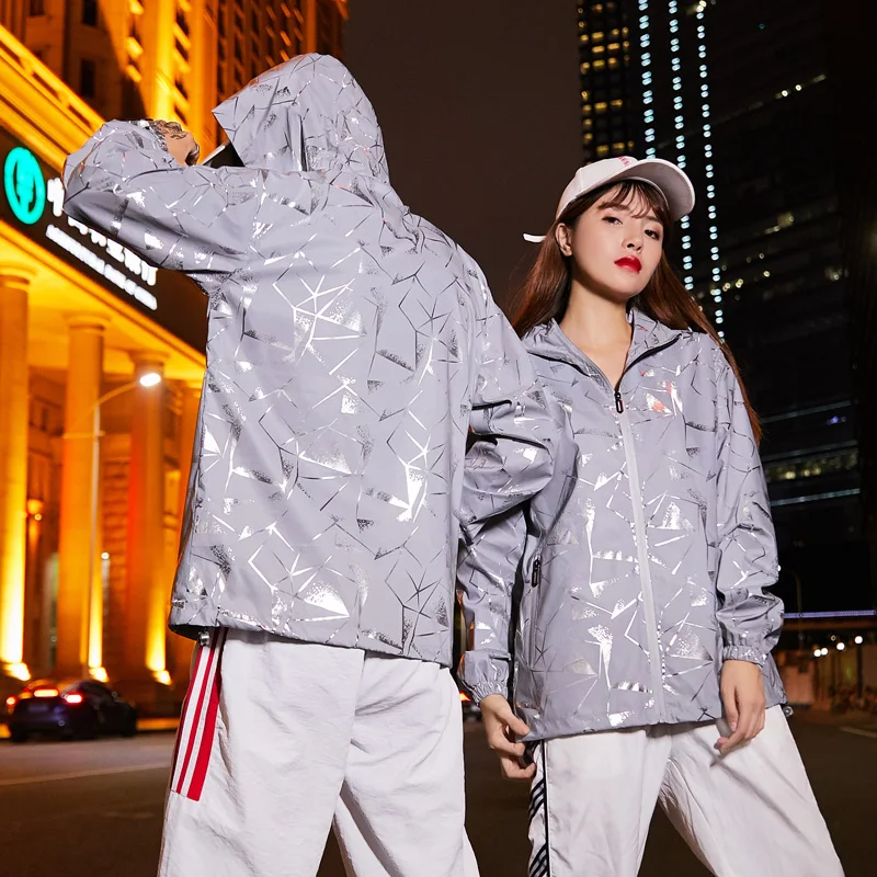 Cena Męska kurtka Casual wiatrówka hiphopowa kamizelka odblaskowa fala marki mężczyzn i kobiet miłośników płaszcz z kapturem fluorescencyjne para odzież
