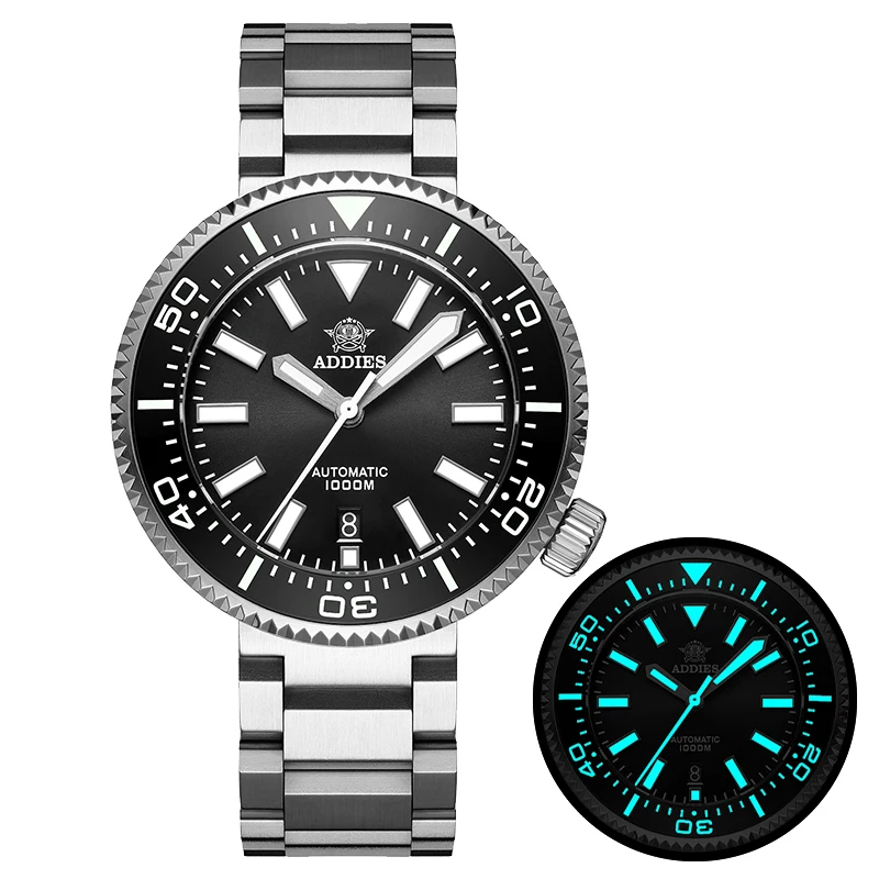 Addies Dive Men Diver Watch 100Bar Waterproof Sapphire Ceramic Bezel BGW9 Luminous Reloj Hombre NH35 Automatic Mechanical Watch