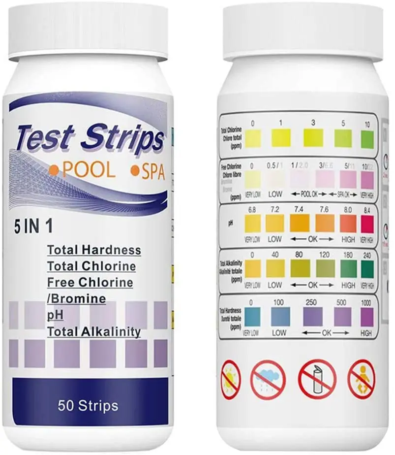 5 in 1 Chlorine PH Test Strips 2