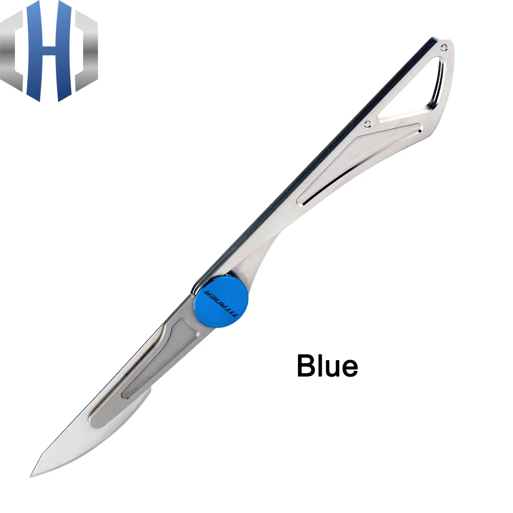 Blue Arrival Titanium Alloy Scalpel Portable Engraving Ultralight Knife Unpacking Tool Outdoor Equipment Mini Folding Knife EDC - Цвет: Blue