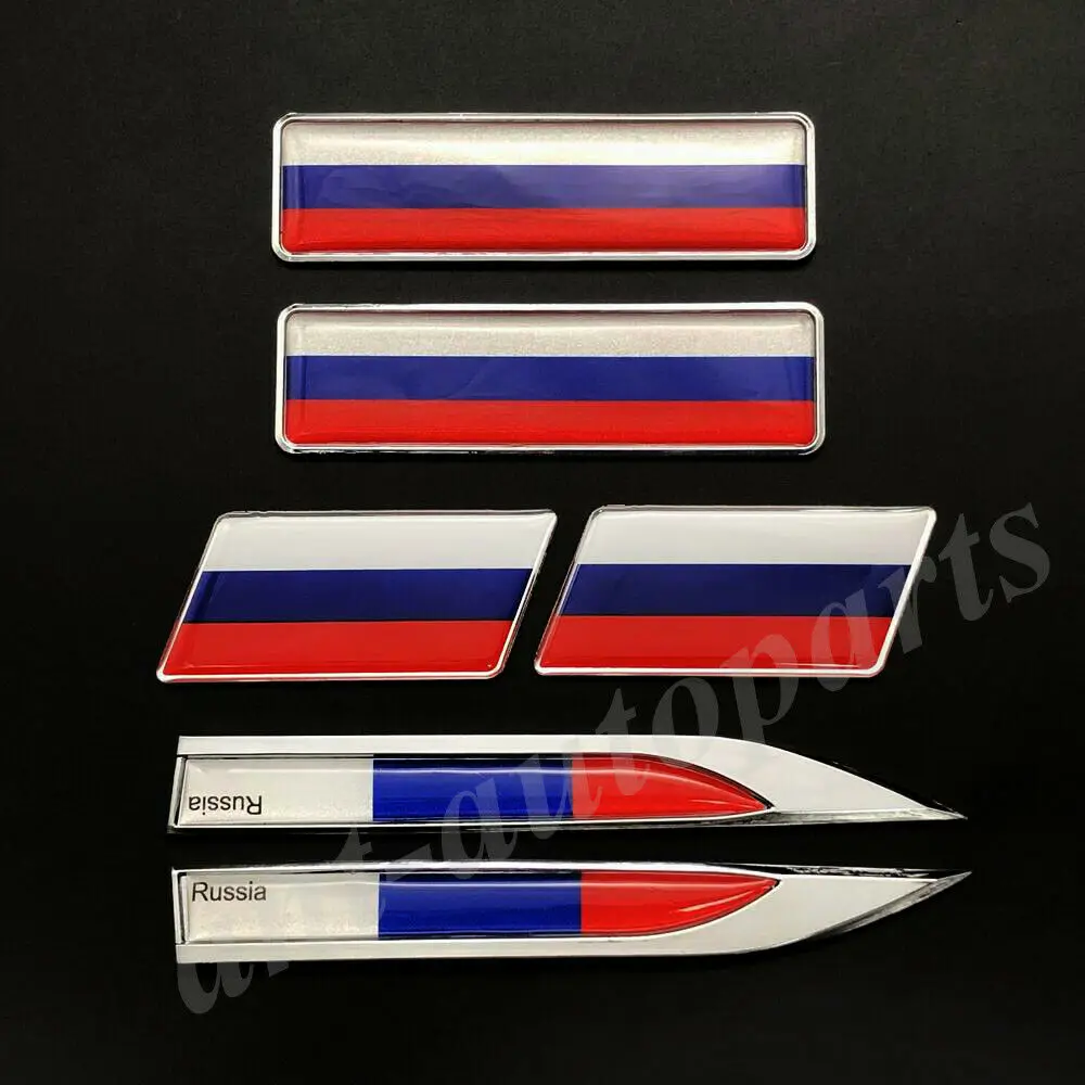 

6pcs Russia Russian Flag Car Trunk Fender Emblem Skirts Badge Decals Sticker