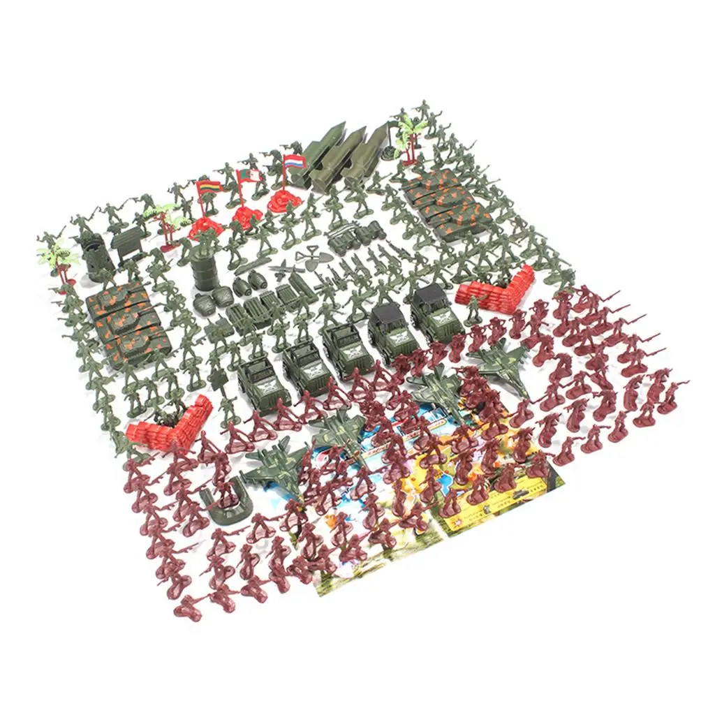 307 Pcs Army Men Army Soldier Plastic Toys Military Action Figures Playset with Tanks, Planes, Soldier Accessories