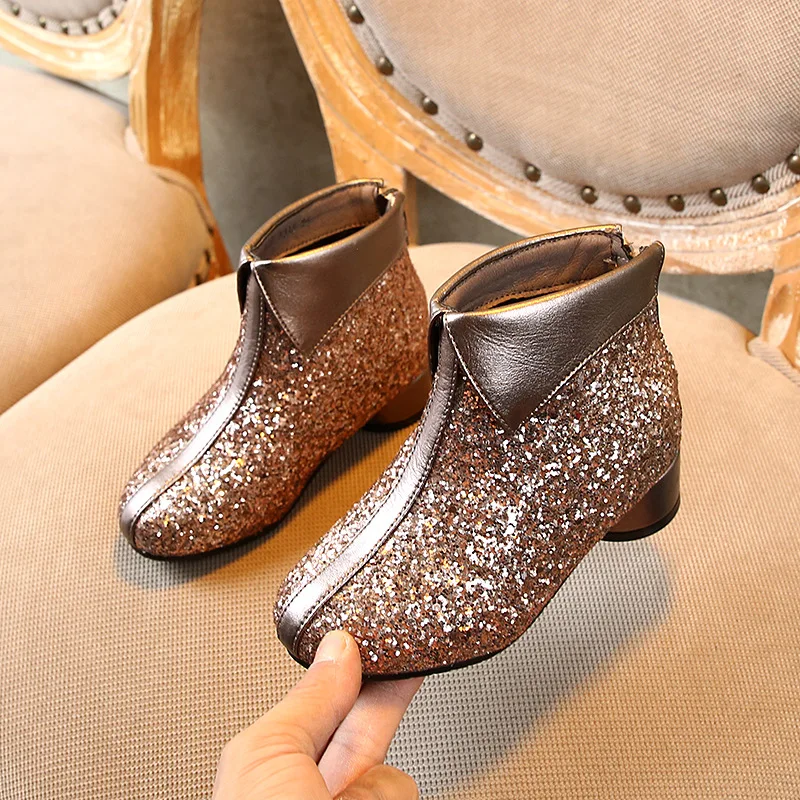 Champagne Winter new Kids Boots Girls Boots Children High Bow Tie Shoes Girls Pincess Dress Boots Big Kids Shoes size 26-37 - Цвет: Champagne