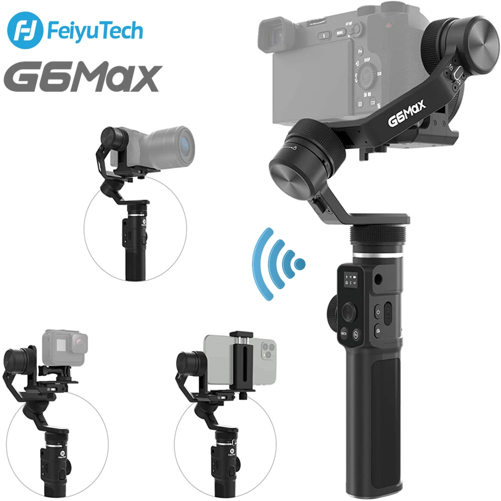 Feiyutech-g6 maxポータブル3軸ジンバルスタビライザー,防滴,goproアクションカメラ,電話,ミラーレスカメラ,ポケットカメラ用