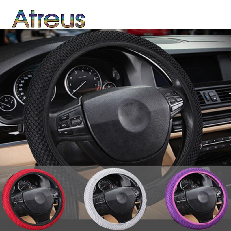 Universal Car Steering Wheel Cover Breathable Skid For Volkswagen Polo 6r 9n Golf 7 Vw T5 T4