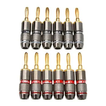 

Gold Plated Banana Connectors Monster 24K Speaker Male Connector 12pcs