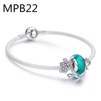 

MPB2 Handmade DIY Mickey Brand Charm Bracelet Fit Snake Chain Glass Beads Bracelet Women Jewelry Children Gifts