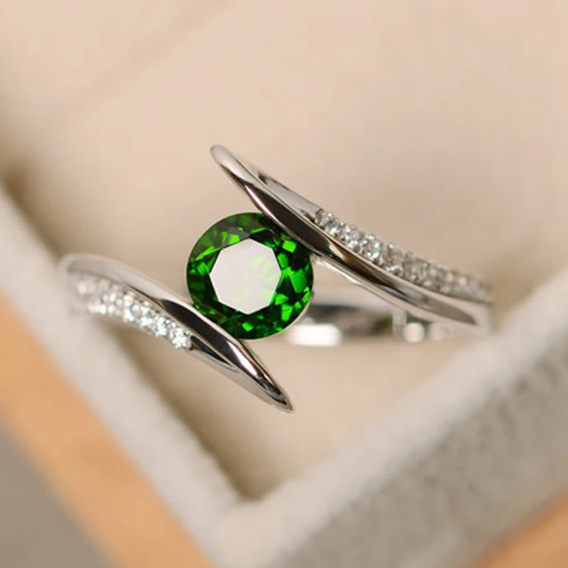 Милое женское зеленое фиолетовое кольцо из циркона, роскошная мода, заполненное серебром, ювелирные изделия в стиле бохо, винтажные Свадебные Кольца для женщин - Цвет основного камня: GR