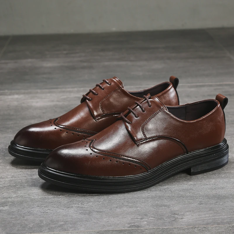 2021 Men Shoes Leather Men Dress Shoes Luxury Men's Business Casual