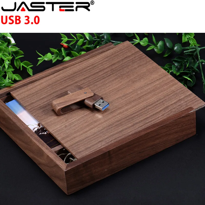 JASTER деревянный поворотный уникальный Альбом коробка с соломинкой usb подлинный 3,0 4 ГБ/64 Гб карта памяти, Флеш накопитель для брака логотип на заказ